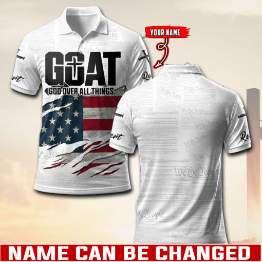 God Over All Things GOAT America Patriotic Christian - Polo Shirt