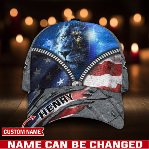 America Flag Cross Lion Patriotic Christian Faith - Classic Cap