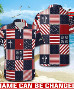 American Stars Flag Jesus Cross Patriotic Christian  - Hawaii Shirt - AGG2673