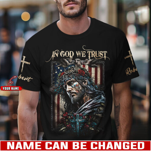 In God We Trust American Flag Patriotic Christian - T-Shirt