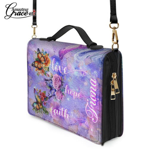 Flower Butterflies Faith Hope Love Jesus | Personalized Bible Cover - Image 9