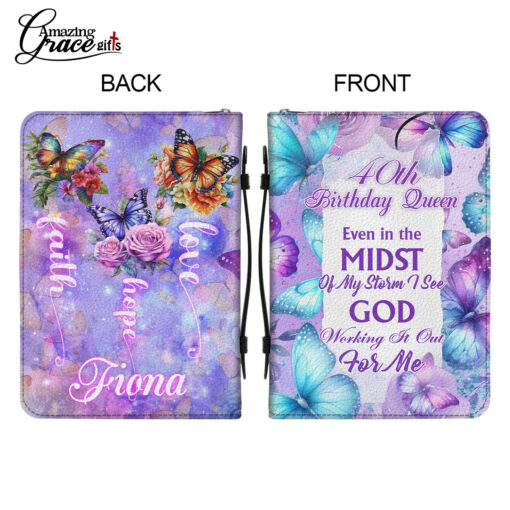 Flower Butterflies Faith Hope Love Jesus | Personalized Bible Cover - Image 7