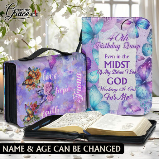 Flower Butterflies Faith Hope Love Jesus | Personalized Bible Cover