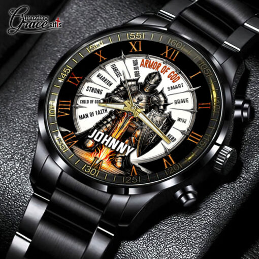 Armor Of God Man Of Faith - Black Stainless Steel Watch - AGG2687 - Image 2