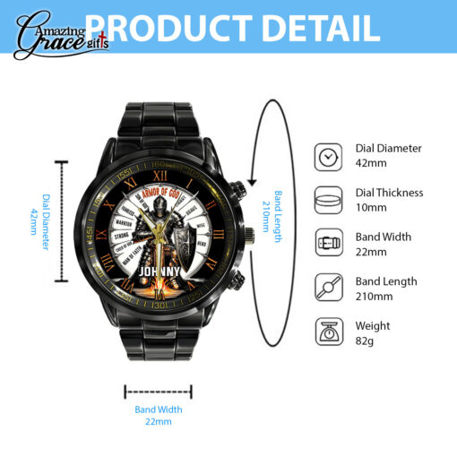Armor Of God Man Of Faith - Black Stainless Steel Watch - AGG2687 - Image 6