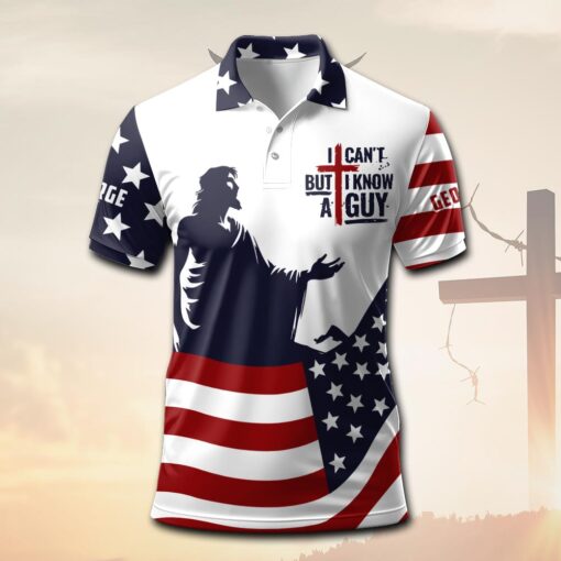 American Flag I Can't But I Know A Guy Patriotic Christian - Polo Shirt - Image 2