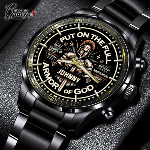 Put On The Full Armor Of God - Black Stainless Steel Watch - AGG2691 - Image 2