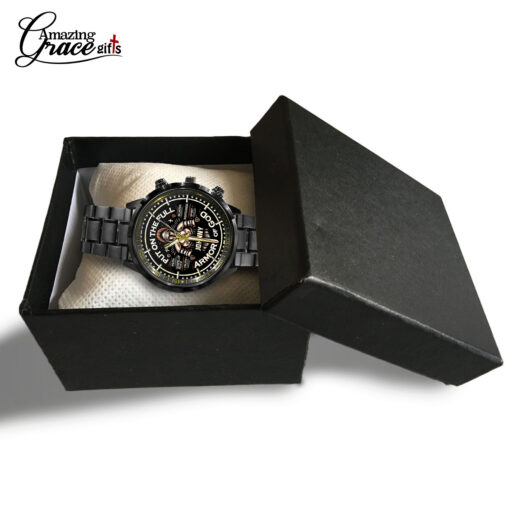 Put On The Full Armor Of God - Black Stainless Steel Watch - AGG2691 - Image 5