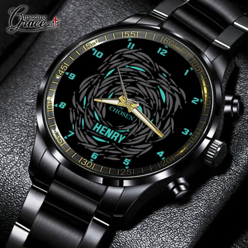 The Chosen Jesus Fish - Black Stainless Steel Watch - AGG2692 - Image 2