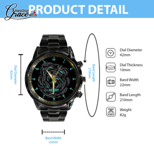The Chosen Jesus Fish - Black Stainless Steel Watch - AGG2692 - Image 6