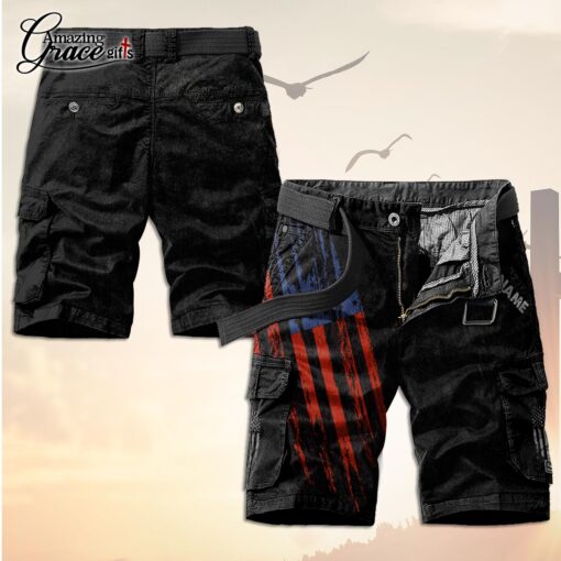 Jesus Cross American Flag Patriotic Christian - Cargo Shorts (Belt Not Included) - AGG2696 - Image 4