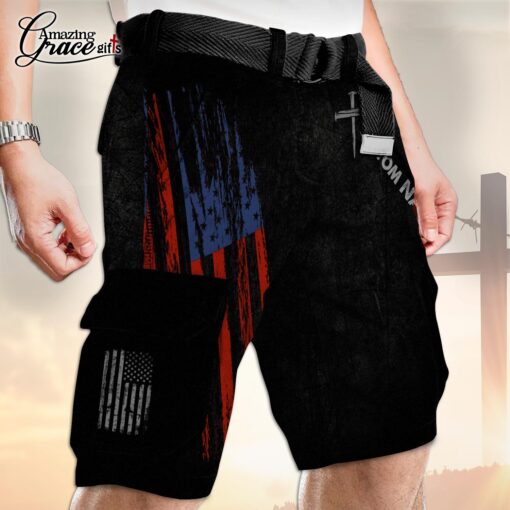 Jesus Cross American Flag Patriotic Christian - Cargo Shorts (Belt Not Included) - AGG2696 - Image 2