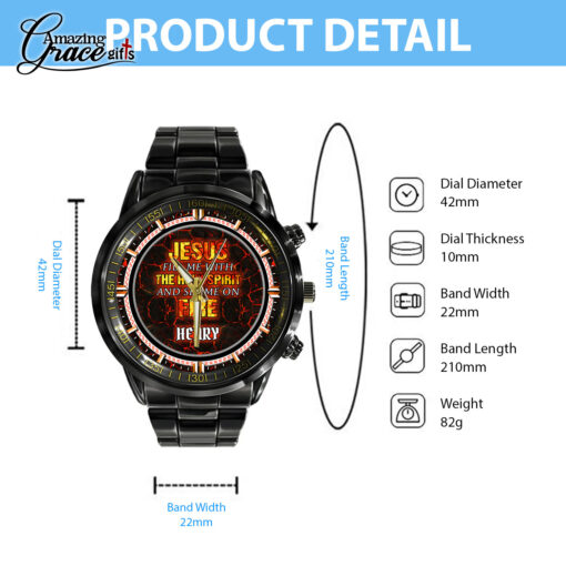 Jesus Fill Me With The Holy Spirit - Black Stainless Steel Watch - AGG2700 - Image 6