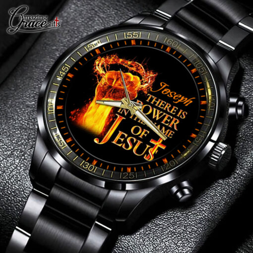 There Is Power In The Name Of Jesus - Black Stainless Steel Watch - AGG2702 - Image 2