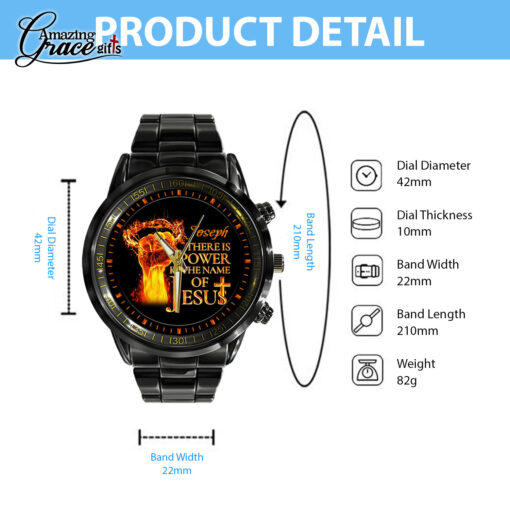 There Is Power In The Name Of Jesus - Black Stainless Steel Watch - AGG2702 - Image 6