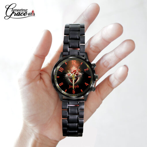 Sacred Heart Of Jesus - Black Stainless Steel Watch - AGG2703 - Image 4