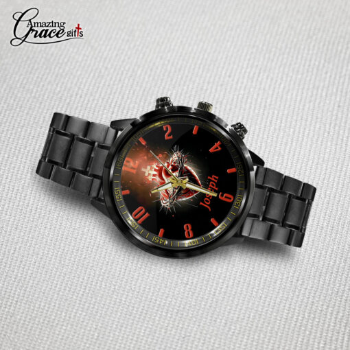 Sacred Heart Of Jesus - Black Stainless Steel Watch - AGG2703 - Image 3