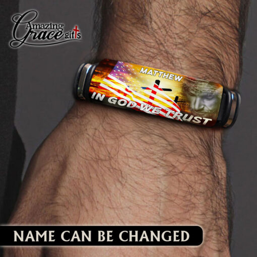 In God We Trust American Flag Patriotic Christian - Bracelet