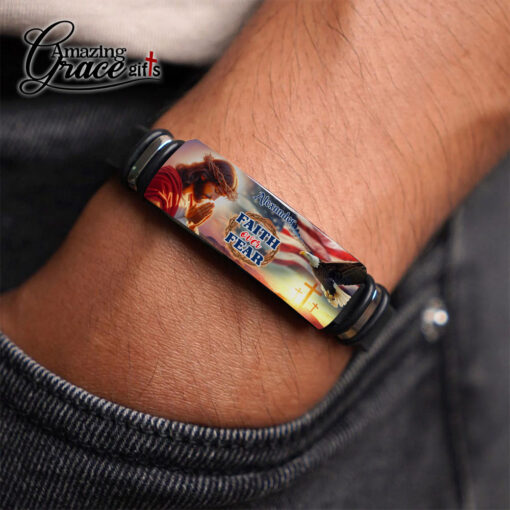 Jesus Faith Over Fear American Flag Patriotic Christian - Bracelet - Image 5