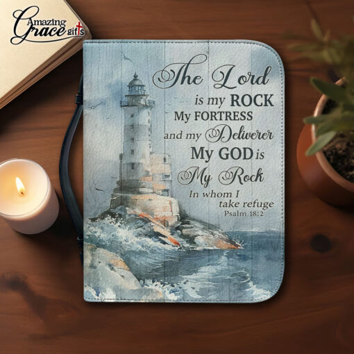The Lord Is My Rock My Fortress And My Deliverer | Personalized Bible Cover Size L - Image 3