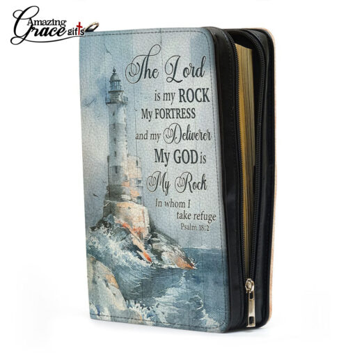 The Lord Is My Rock My Fortress And My Deliverer | Personalized Bible Cover Size L - Image 6