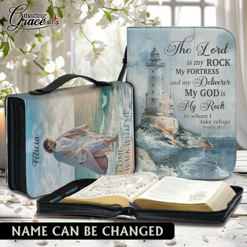 The Lord Is My Rock My Fortress And My Deliverer | Personalized Bible Cover Size L