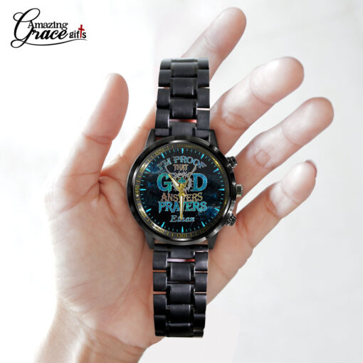 I'm Proof That God Answers Prayers - Black Stainless Steel Watch - AGG2707 - Image 2