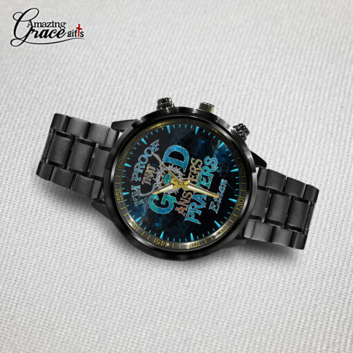 I'm Proof That God Answers Prayers - Black Stainless Steel Watch - AGG2707 - Image 4
