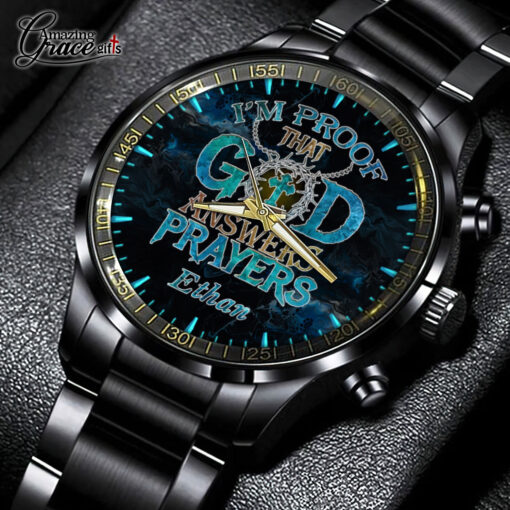 I'm Proof That God Answers Prayers - Black Stainless Steel Watch - AGG2707 - Image 3