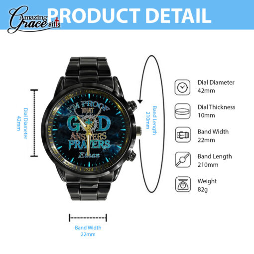 I'm Proof That God Answers Prayers - Black Stainless Steel Watch - AGG2707 - Image 6