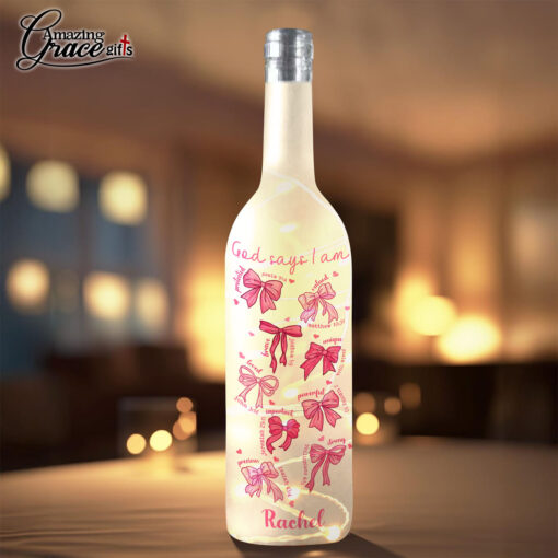Pink Coquette Cute Bow God Says I Am - Bottle Light - AGG2709 - Image 4