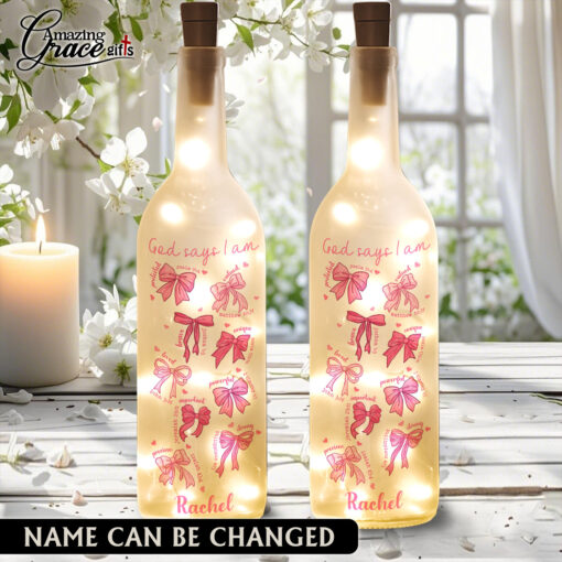 Pink Coquette Cute Bow God Says I Am - Bottle Light - AGG2709