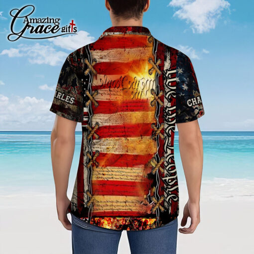 American Flag Jesus Lion Patriotic Christian - Hawaii Shirt - AGG2714 - Image 3
