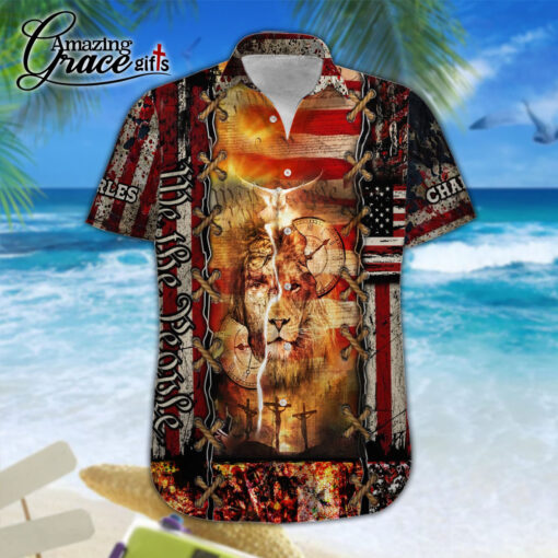 American Flag Jesus Lion Patriotic Christian - Hawaii Shirt - AGG2714 - Image 4