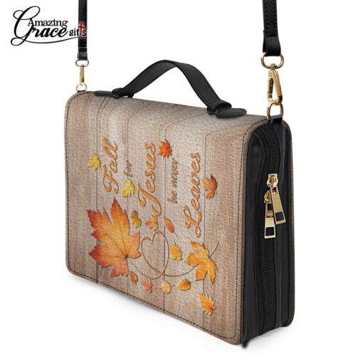 Fall For Jesus He Never Leaves | Personalized Bible Cover Size 2XL - Image 9