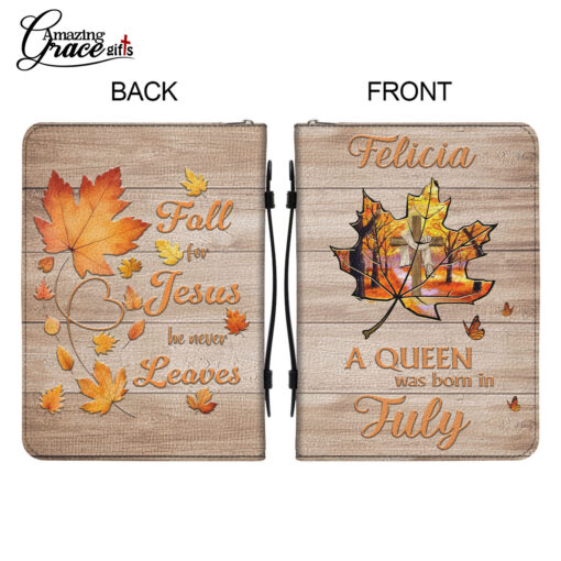 Fall For Jesus He Never Leaves | Personalized Bible Cover Size 2XL - Image 7