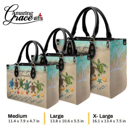 Sea Turtles God Says I Am | Personalized Leather Handbag - Image 7