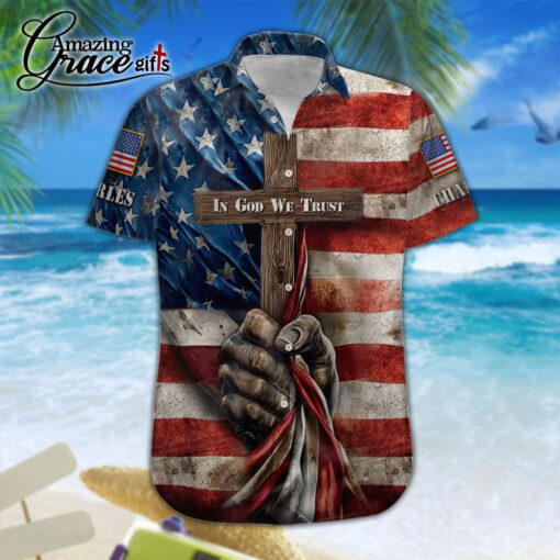 American Flag Cross In God We Trust - Hawaii Shirt - AGG2729 - Image 4