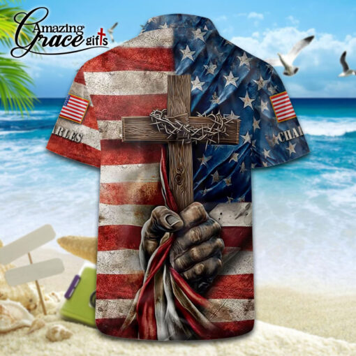 American Flag Cross In God We Trust - Hawaii Shirt - AGG2729 - Image 5