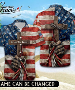 American Flag Cross In God We Trust - Hawaii Shirt - AGG2729