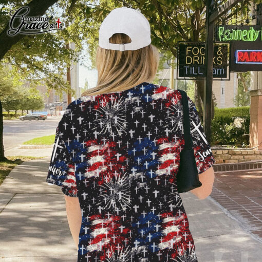 Jesus Cross American Flag - T-Shirt - Image 5