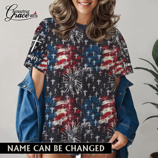 Jesus Cross American Flag - T-Shirt