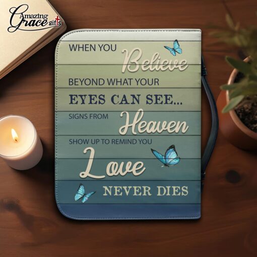 Heaven Reminds You Love Never Dies Jesus Christian | Personalized Bible Cover Size 2XL - Image 4