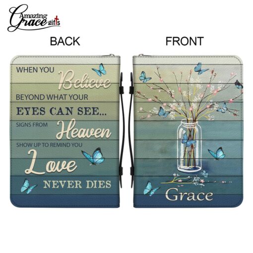 Heaven Reminds You Love Never Dies Jesus Christian | Personalized Bible Cover Size 2XL - Image 7