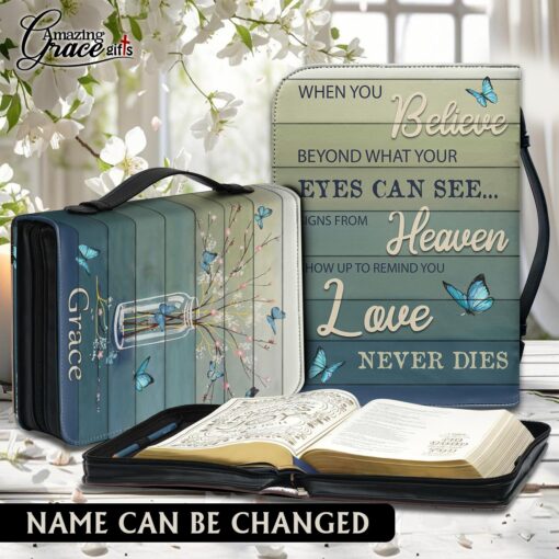 Heaven Reminds You Love Never Dies Jesus Christian | Personalized Bible Cover Size 2XL
