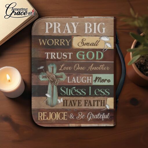 Pray Big Worry Small Trust God | Personalized Bible Cover Size 2XL - Image 4