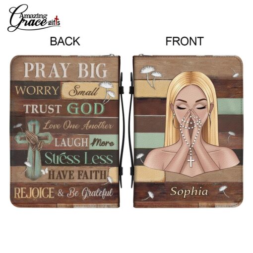 Pray Big Worry Small Trust God | Personalized Bible Cover Size 2XL - Image 7