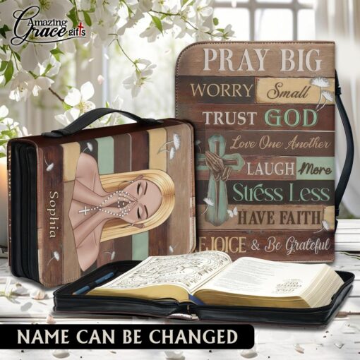 Pray Big Worry Small Trust God | Personalized Bible Cover Size 2XL