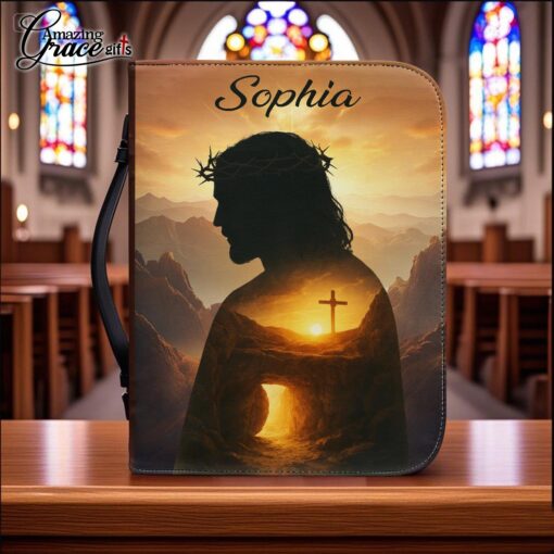 Jesus Because Of Him Heaven Knows My Name | Personalized Bible Cover Size 2XL - Image 2