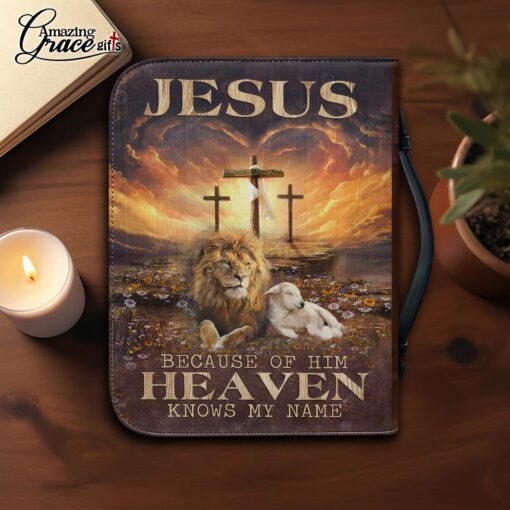 Jesus Because Of Him Heaven Knows My Name | Personalized Bible Cover Size 2XL - Image 4